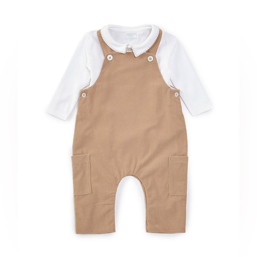 NWT Edgehill Collection Baby Boys Corduroy Overall Set Shirt & Romper Sz 12M